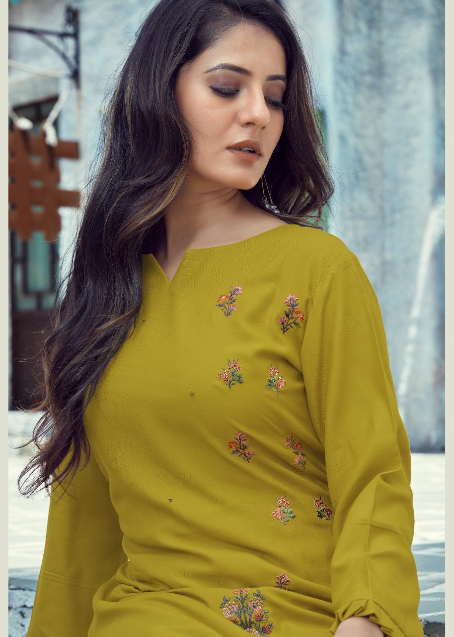 Krishriyaa Blush Ethnic Wear Viscose Rayon Designer Latest Kurti Collection